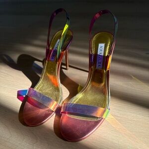 Aquazzura 105mm So Nude Iridescent Plexi Sandals